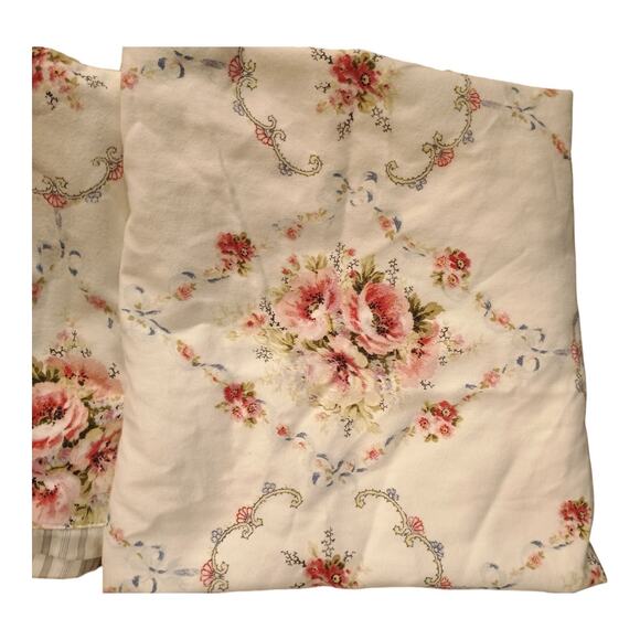 Dorma Vintage Pink Floral Front Gray Striped Back Pillow Cases All Cotton VGUC - Picture 6 of 7